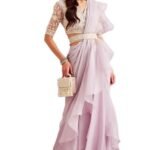 Women's Woven Design Peacock Print Silk Blend Saree with Unstitched Blouse Piece