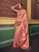 Women's kanjivaram banarasi silk saree Zari Woven for festival Wedding silk with rich pallu Design sarees for women with Unstitched blouse piece - Image 2